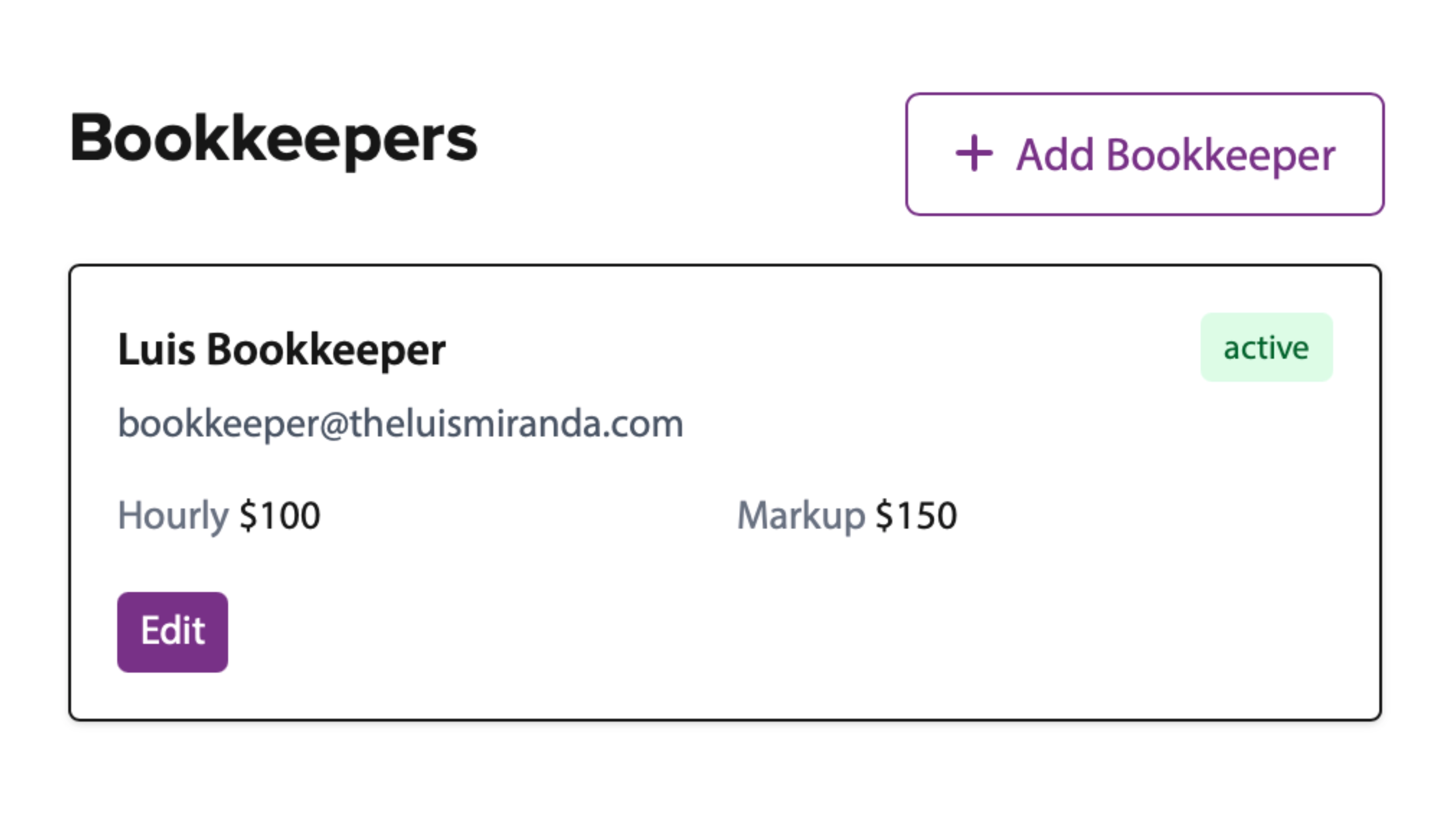 Admin panel with roles, rates, and activity overview.