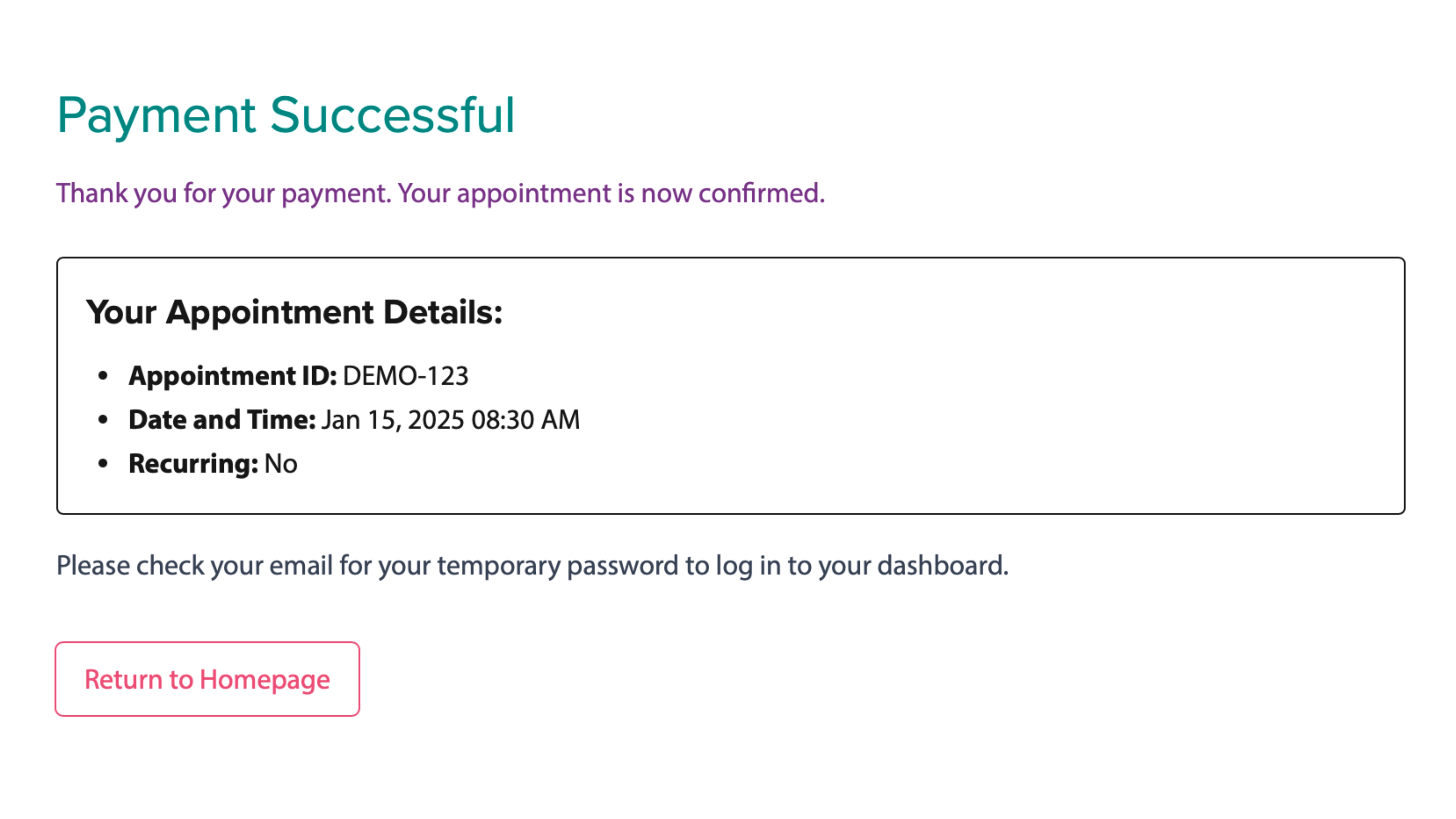 Stripe checkout payment confirmation.
